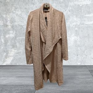 NWT STEVE MADDEN Women's Long Sleeve Drape Front Slub Knit Jacket Size M Taupe